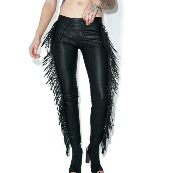 One Teaspoon Vegan Leather Fringe Pant 